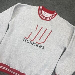 Vintage Nebraska Huskers Crewneck Sweatshirt Men's Medium Gray University 90's